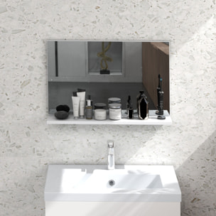 Espejo de Baño con Estante Abierto, Espejo de Pared, Estilo Moderno, para Entrada, Pasillo, 60x12x40 cm, Blanco