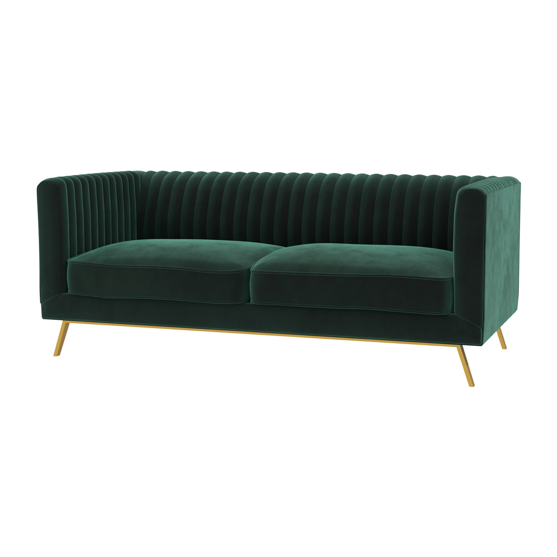 Canapé 2 places en velours vert foncé - Gatsby