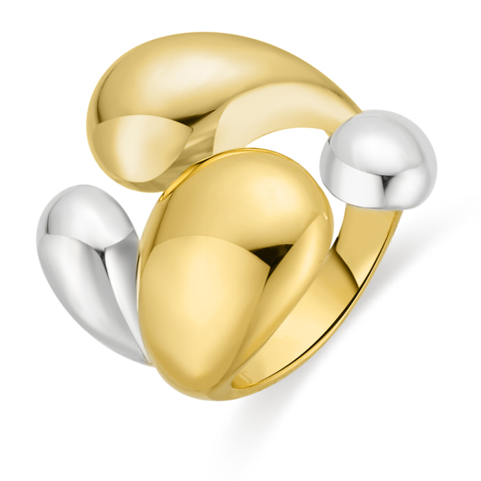 Anillo Towio acabado plata y oro amarillo 18k