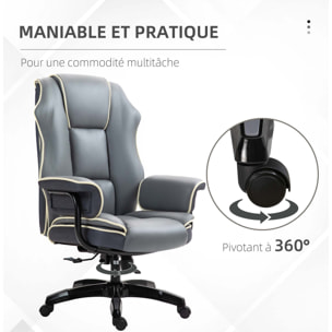 Fauteuil de bureau gamer ergonomique grand confort - 76L x 80l x 118-124H cm - gris