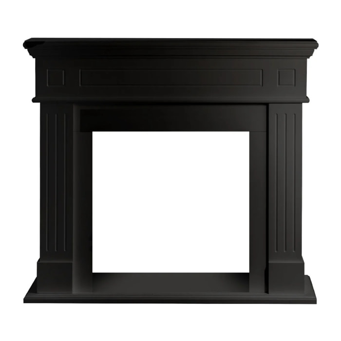 Cambridge - Cornice per Camino 110x100x36 cm Rivestimento Decorativo in Legno MDF Nero