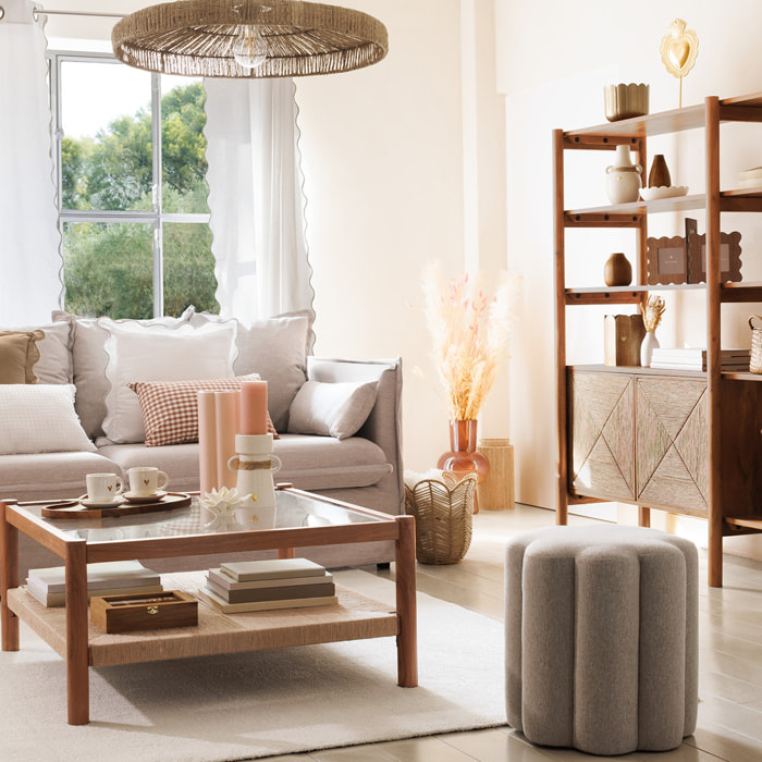 Pouf "The floral" 38x40cm beige