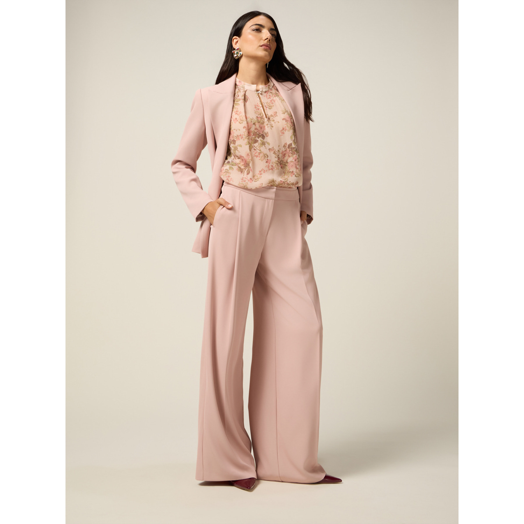 Oltre - Pantalones palazzo de tejido fluido - Rosa