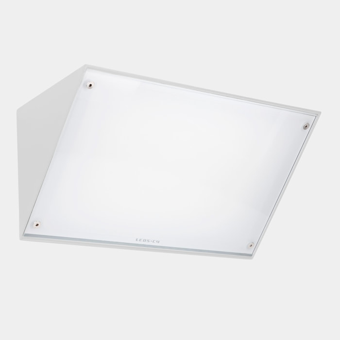 LedsC4 Aplique Exterior IP65 Curie Glass Aluminio y Cristal Opal, Luz Suave E27 15W, Diseño Minimalista, 260mm, Blanco