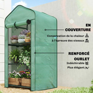 Serre de jardin balcon 3 niveaux métal thermolaqué vert PE vert