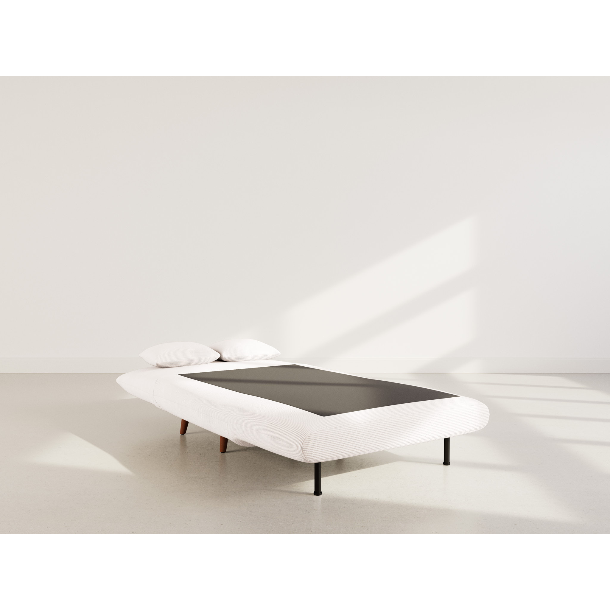 Lumi - Banquette convertible clic-clac 1 place en velours côtelé - Beige