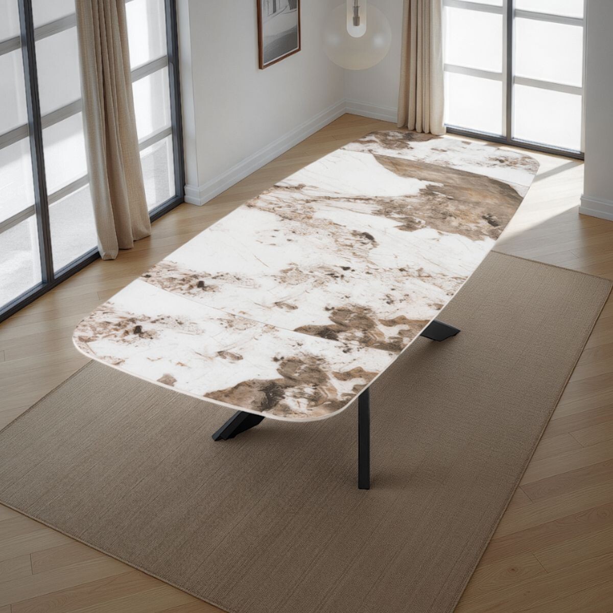 Tomasucci GEMY 160 ONICE MARBLE - Table ovale extensible NOIRE