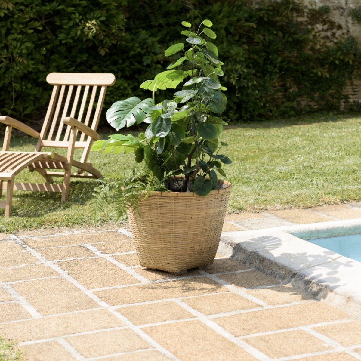 HECTOR - Pot de fleur rond 60x60cm en bambou naturel