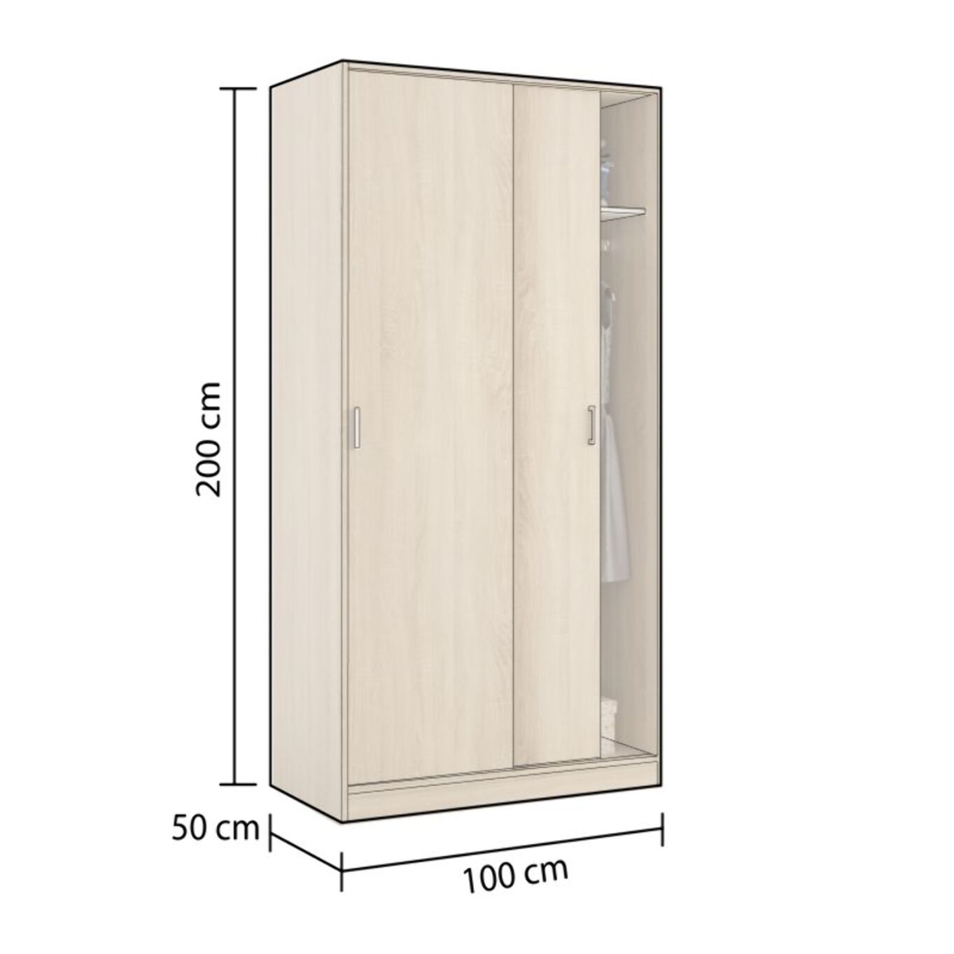 Armario Lenor 2 Puertas Correderas Roble Canadian