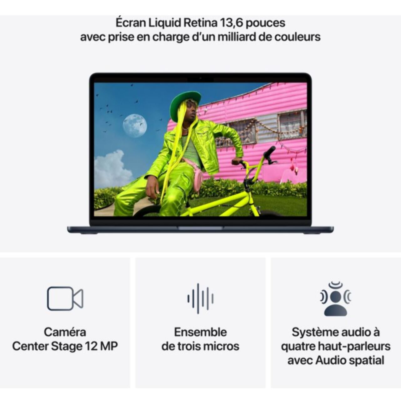 Ordinateur Apple MACBOOK Air 13" Puce M5 CPU 10 / GPU 8 coeurs Mémoire RAM 16Go Stockage 512Go SSD Minuit