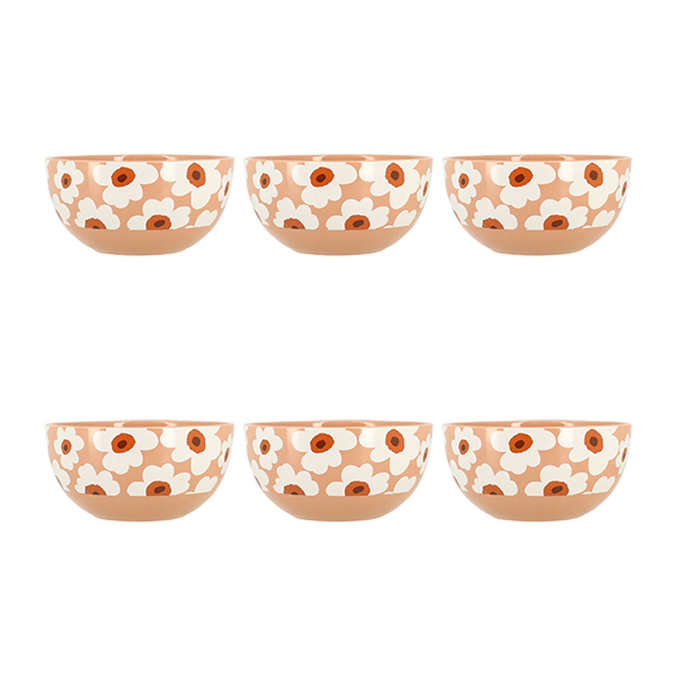 Lot de 6 bols en grès avec motifs à fleurs MARGUERITE