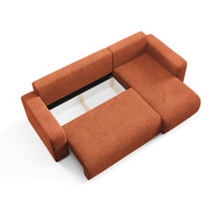 GLORIA - Canapé d'angle droit convertible 4 places en tissu terra