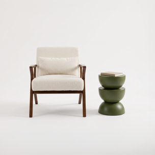 Fauteuil scandinave bois d'hévéa et bouclette ANTOINE