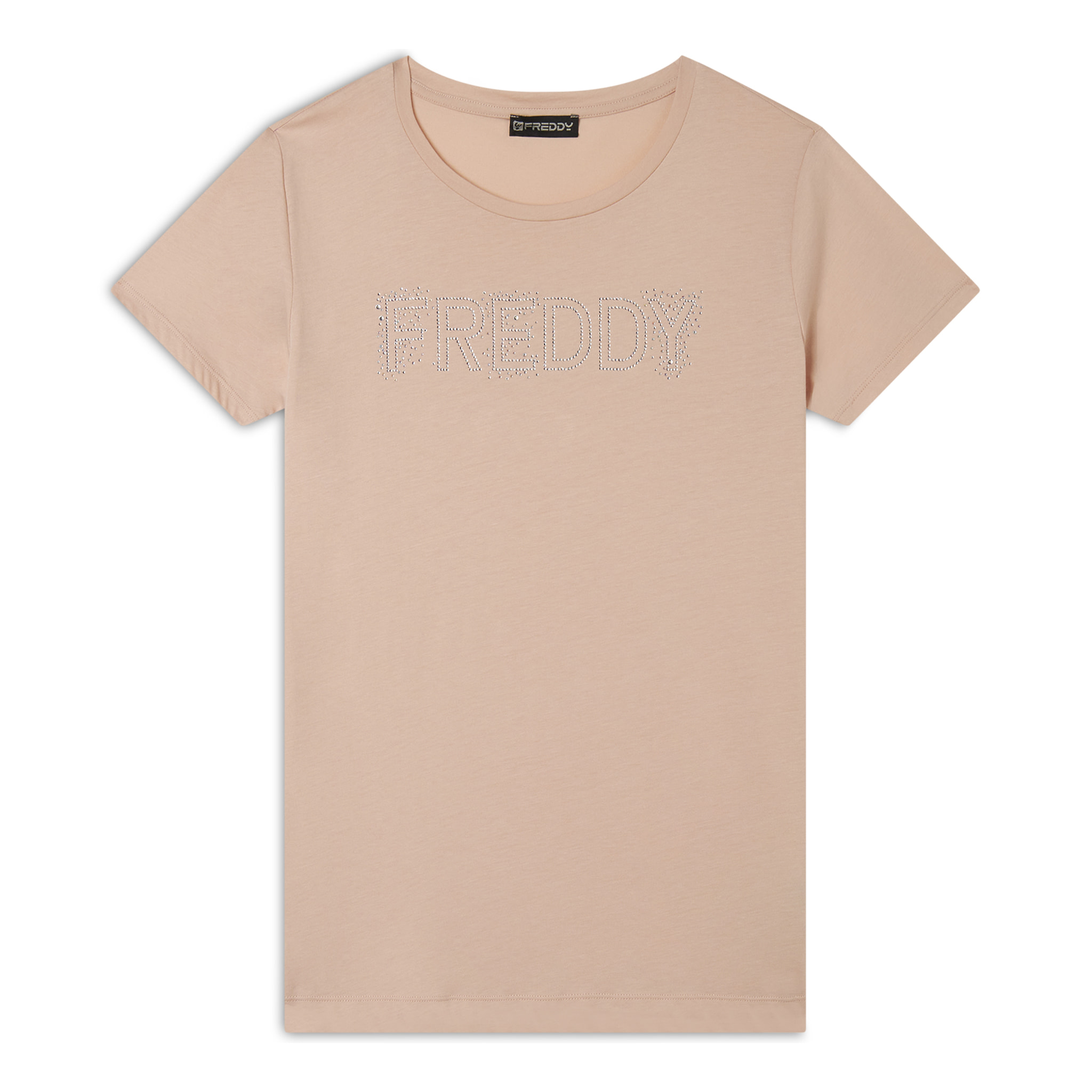 T-Shirt in jersey modal con Logo Strass