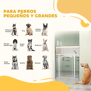 Barrera para Perros Puerta para Perros con Ancho Ajustable 76-104 cm Barrera de Seguridad para Perros con 2 Extensiones y Doble Bloqueo para Escaleras y Puertas Blanco