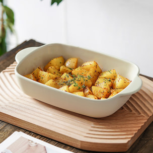 Plat à four en grès beige 22x13,5cm OCTAVE