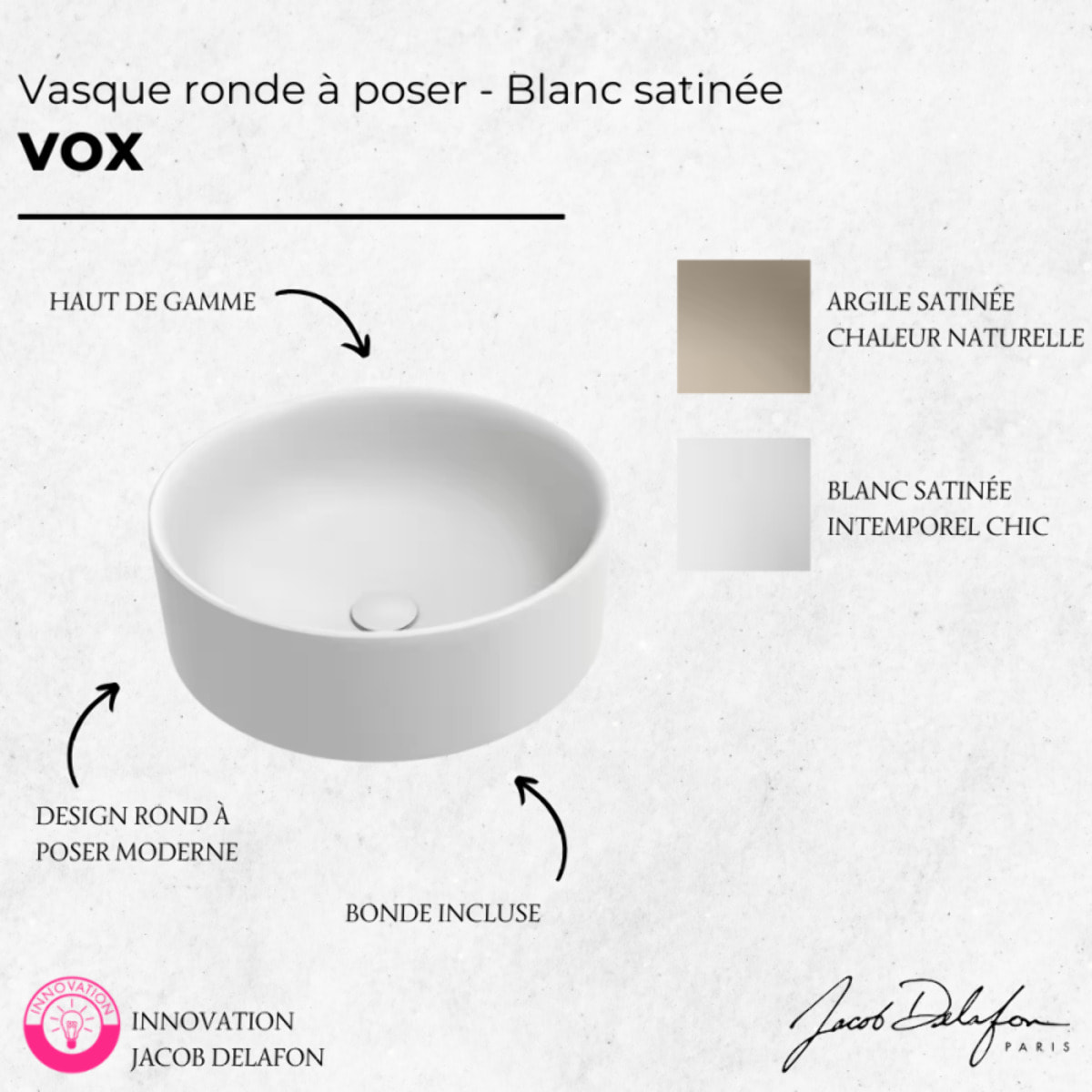 Vasque ronde à poser Vox satinée blanc