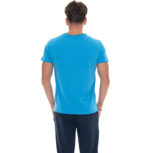 Maglietta uomo maniche corte in slub piccolo logo