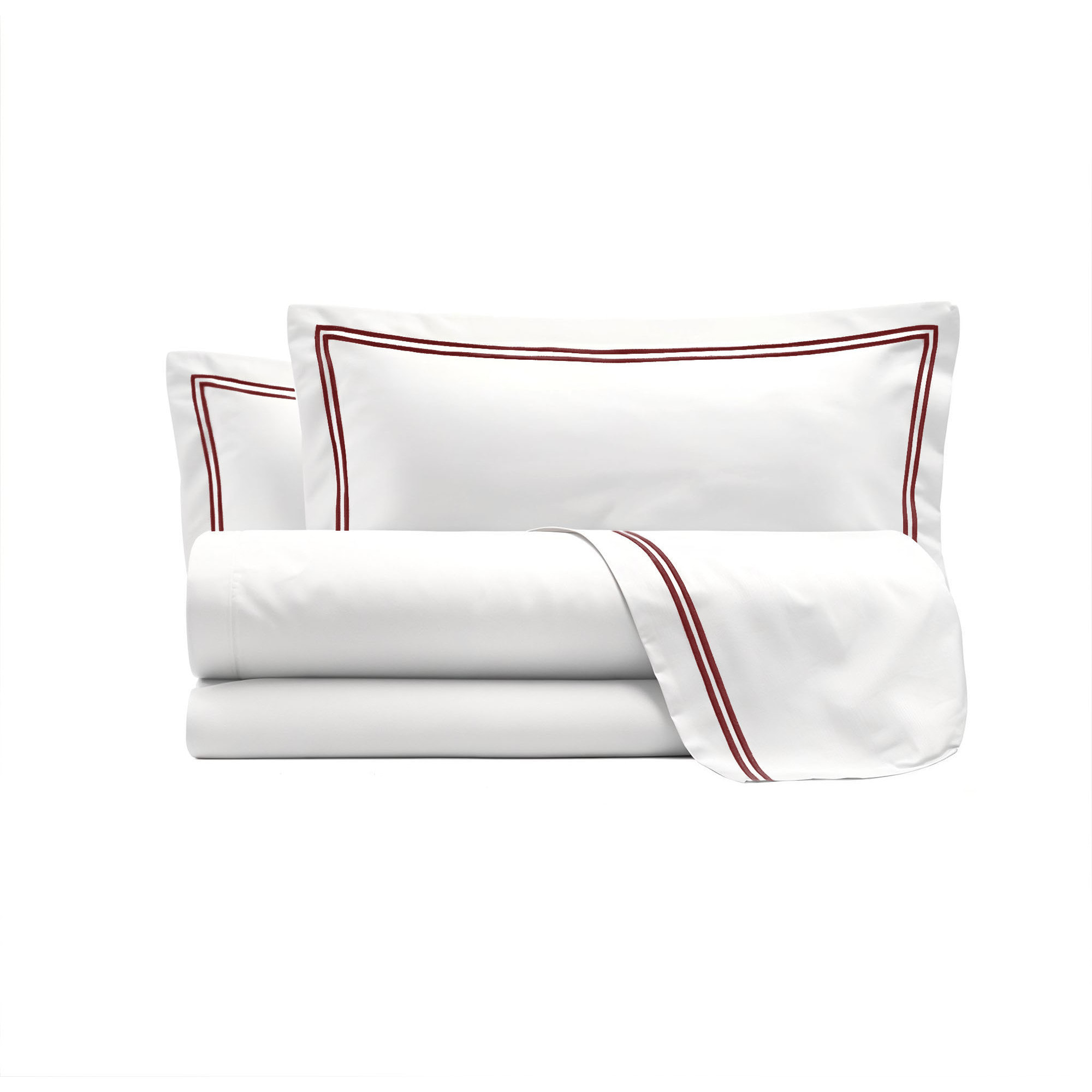 COMPLETO LETTO RASO VENERE, 100% Raso di Cotone, Made in Italy - BORDEAUX