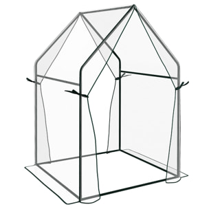 Invernadero de Jardín Invernadero de Terraza con 2 Puertas con Cremallera Anti-UV para Cultivo de Plantas Flores Verduras 90x90x145 cm Transparente