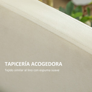 Cama Nido Tipo Diván 2 en 1 con Base Metálica Tapizado Suave y Cama Inferior Extraíble con Ruedas para Colchones de 90x190 cm Beige