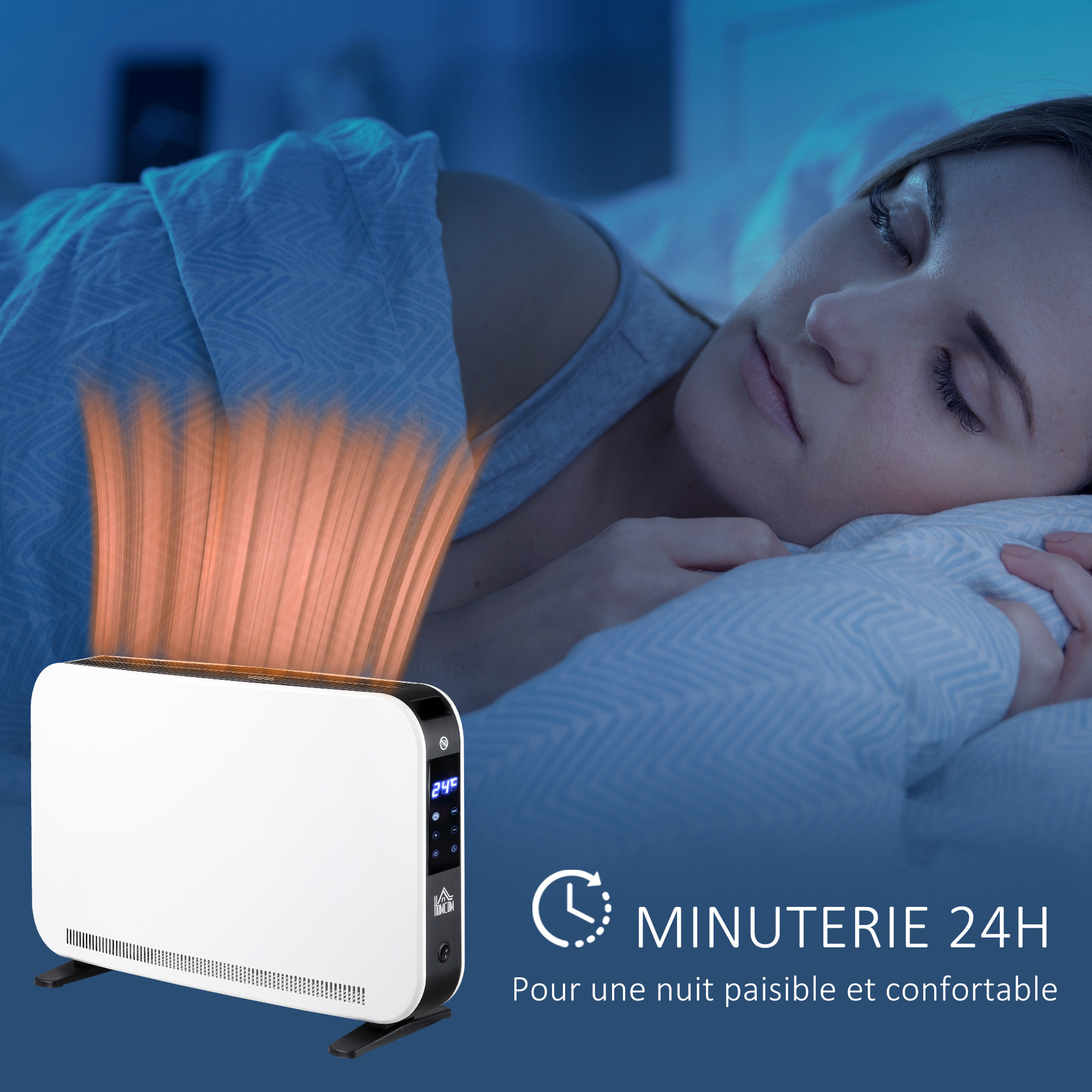 HOMCOM Radiateur électrique avec thermostat et timer - chauffage panneau rayonnant 1830-2180 W - panneau LED tactile - acier plastique noir blanc