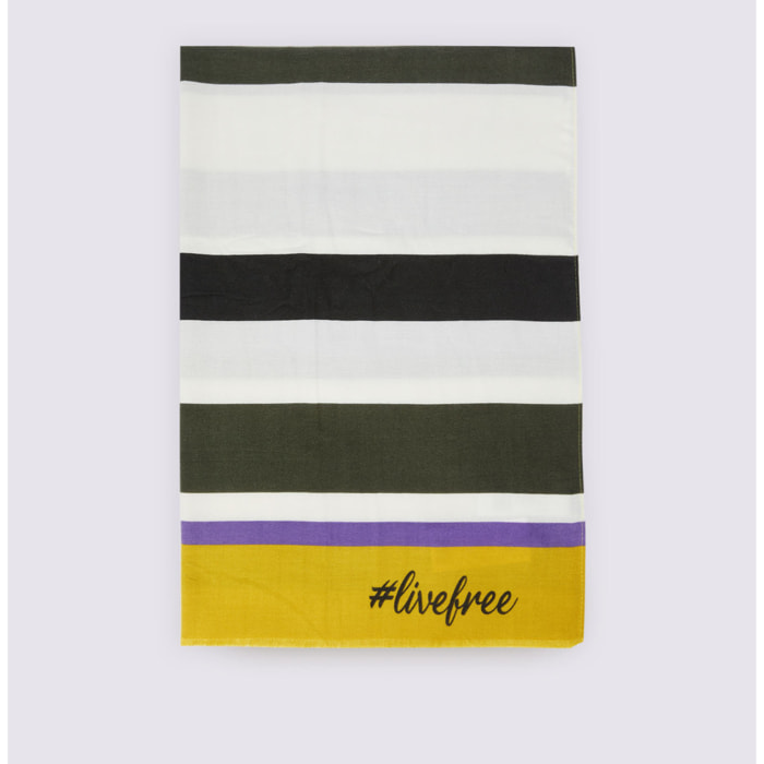 Fiorella Rubino - Bufanda a rayas con logo #livefree - Amarillo