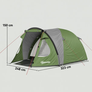 Tente de camping 2-4 personnes - tente dôme familiale imperméable - sac de transport inclus vert
