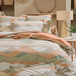 Taie d’oreiller percale de coton paysage abstrait - Beige