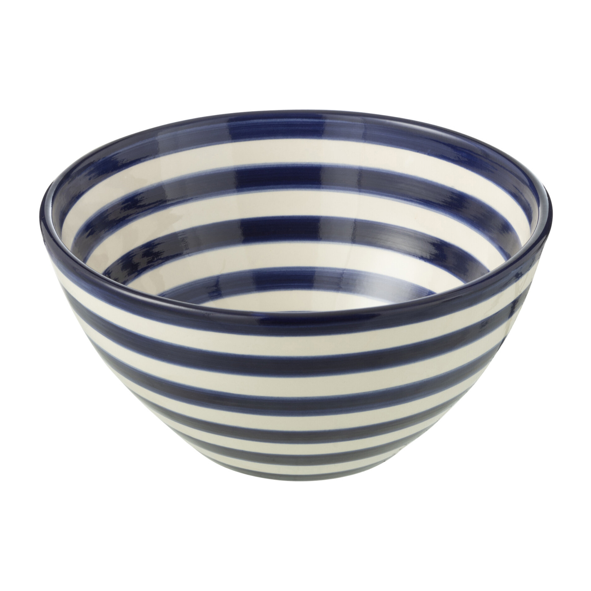 J-Line bol Granada Stripes High - céramique - blanc/bleu  - medium - Ø 22 cm