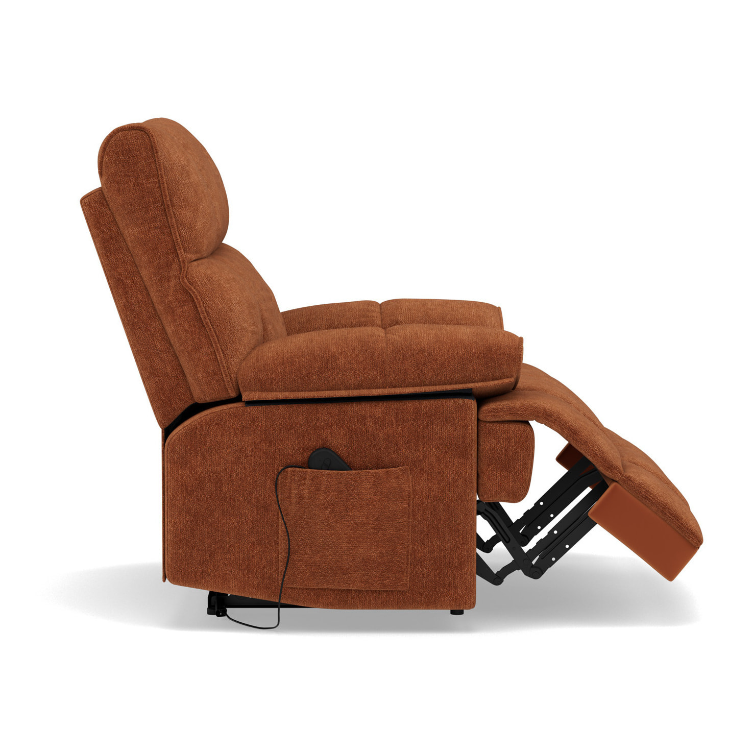 Chandler - Fauteuil relax électrique en velours texturé - Terracotta