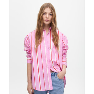 Camicia Oversize in Popeline a Righe