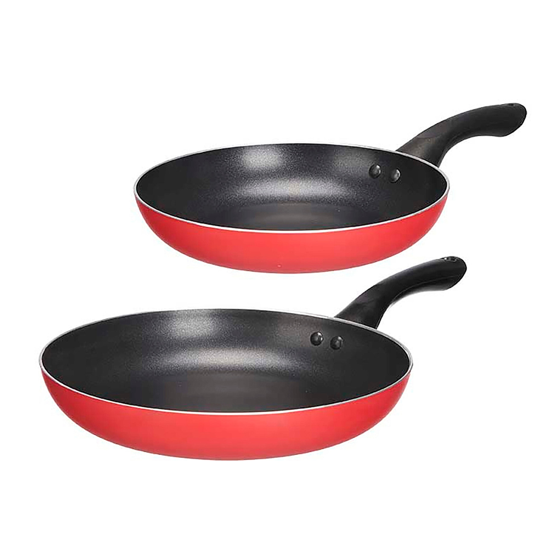 Set de 2 sartenes antiadherentes de aluminio rojo.