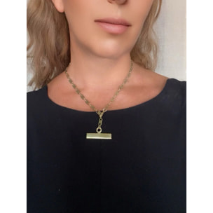 Collar Barra cadena latón dorado chapado