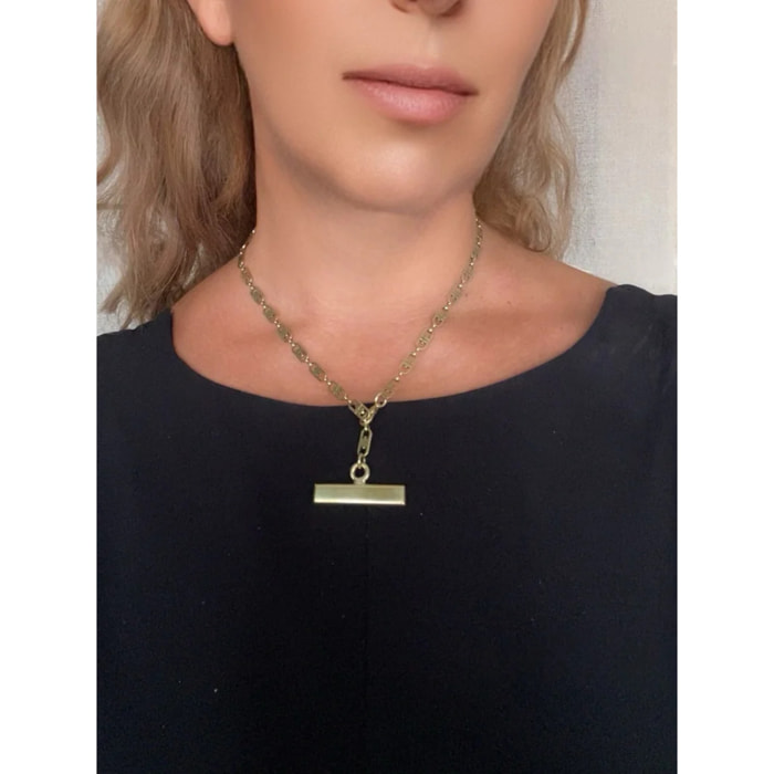 Collar Barra cadena latón dorado chapado