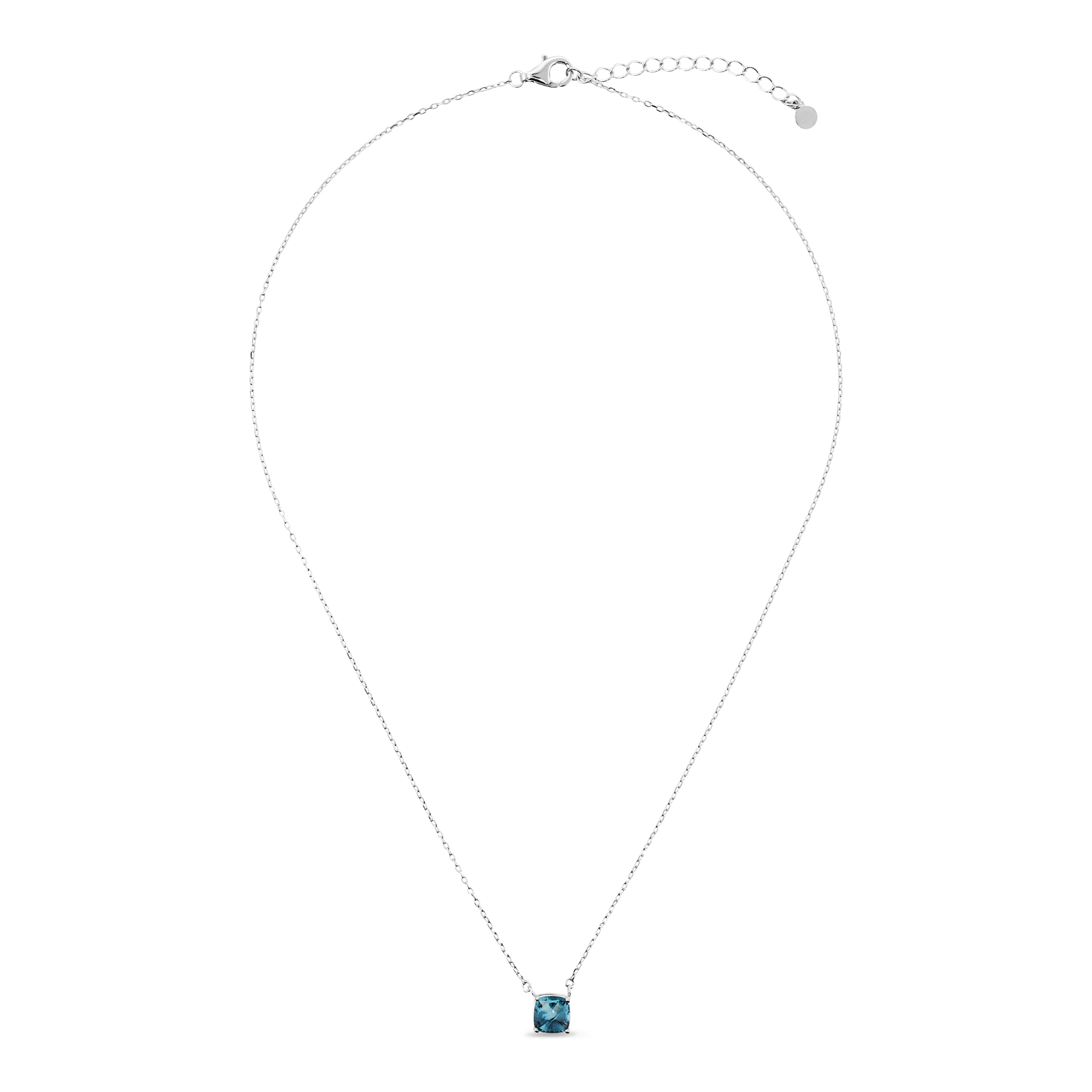 Collana in Argento 925 con Ciondolo in Pietra Prisma Gem Blu