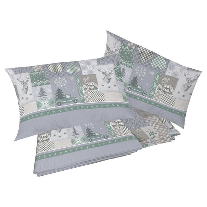 Completo letto alpi verde 100% cotone
