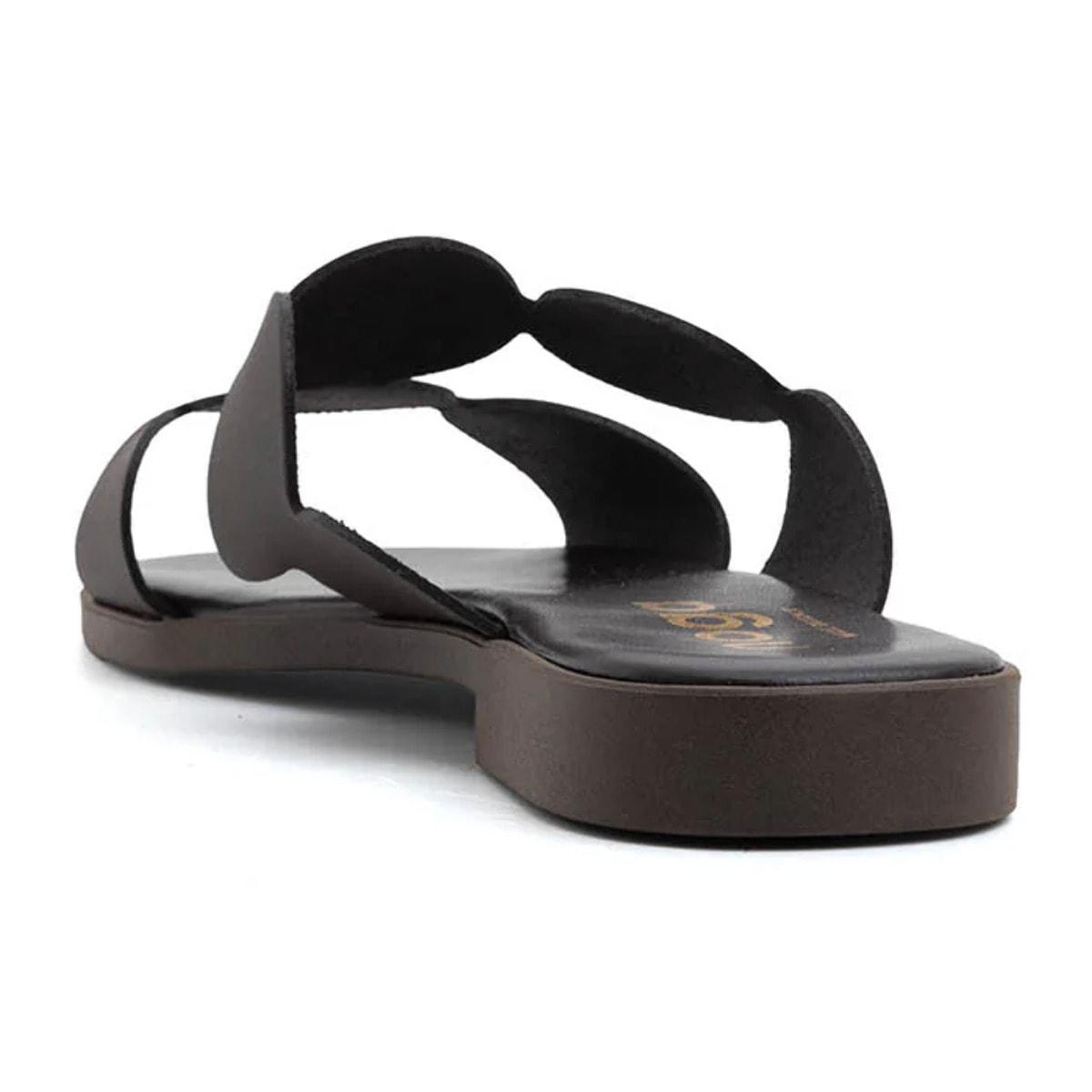 Ciabatta geometric cut in vera pelle - MORO