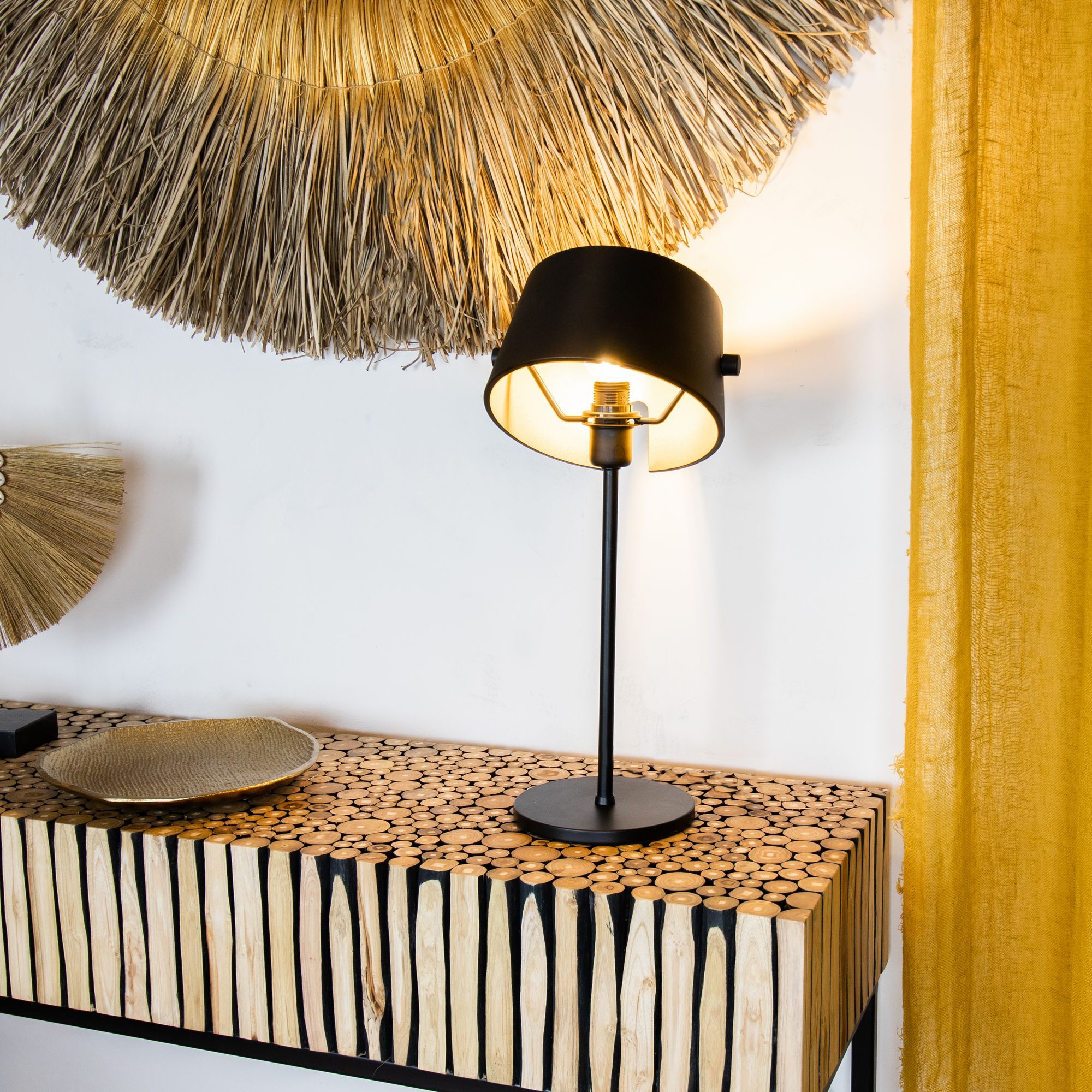 Lampe à poser en métal noir et doré TRENDY