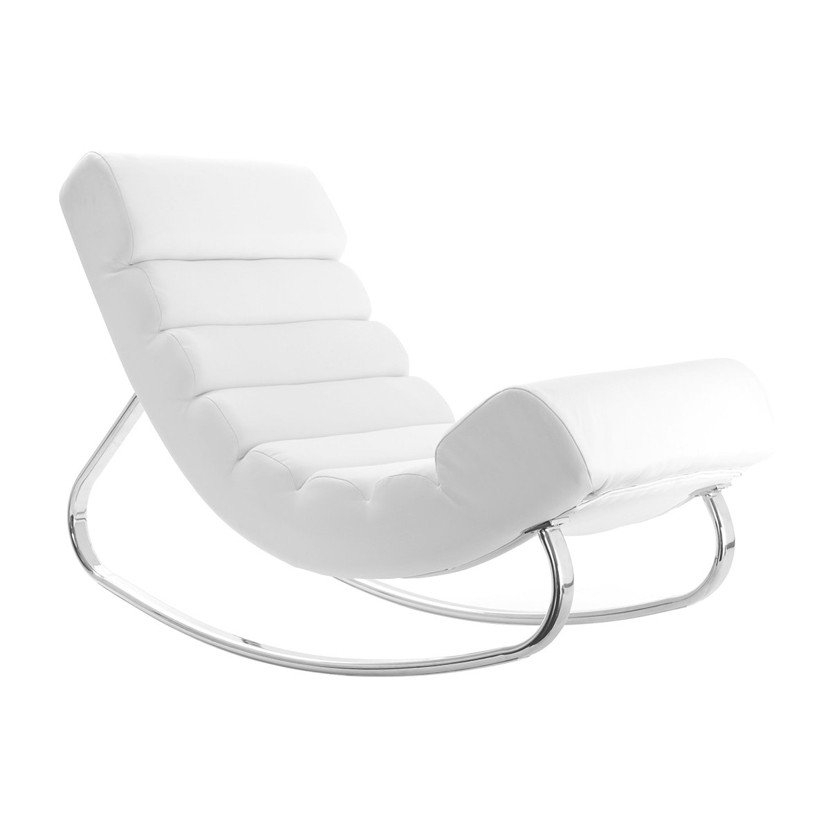 Rocking chair design blanc et acier chromé TAYLOR