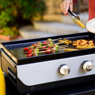 Plancha gaz LE MARQUIER PLOG260DP noir 2  brûleurs à poser, 60x40 cm