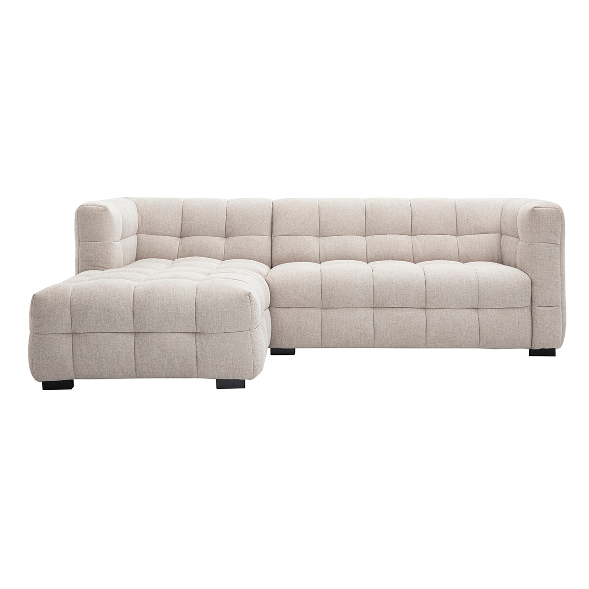 Canapé d'angle gauche design 3 places en tissu effet velours texturé beige CORTO