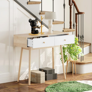 Mesa de Consola Estrecha Consola de Recibidor Mesa de Sofá con 2 Cajones Estilo Moderna para Pasillo Entrada Salón Dormitorio Roble