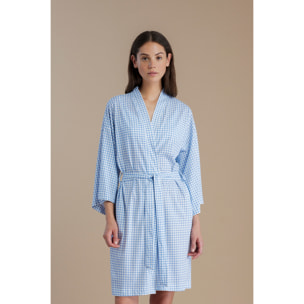 Vestaglia donna in cotone con maniche ampie e cintura in vita articolo vichy Noidinotte