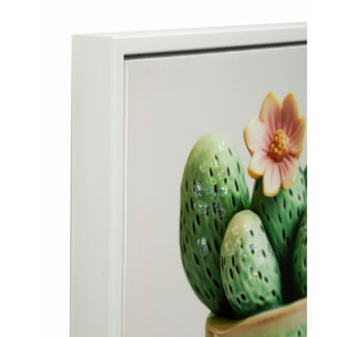 STAMPA SU TELA LACCATA C/CORNICE VASETTO CACTUS -A- CM 40X2,8X40