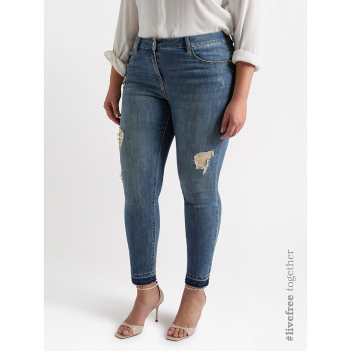 Fiorella Rubino - Vaqueros skinny con bordados - Azul