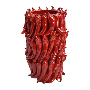 Vaso con peperoncini - Colore Rosso - 26,5xH39x25cm - Bianchi Dino