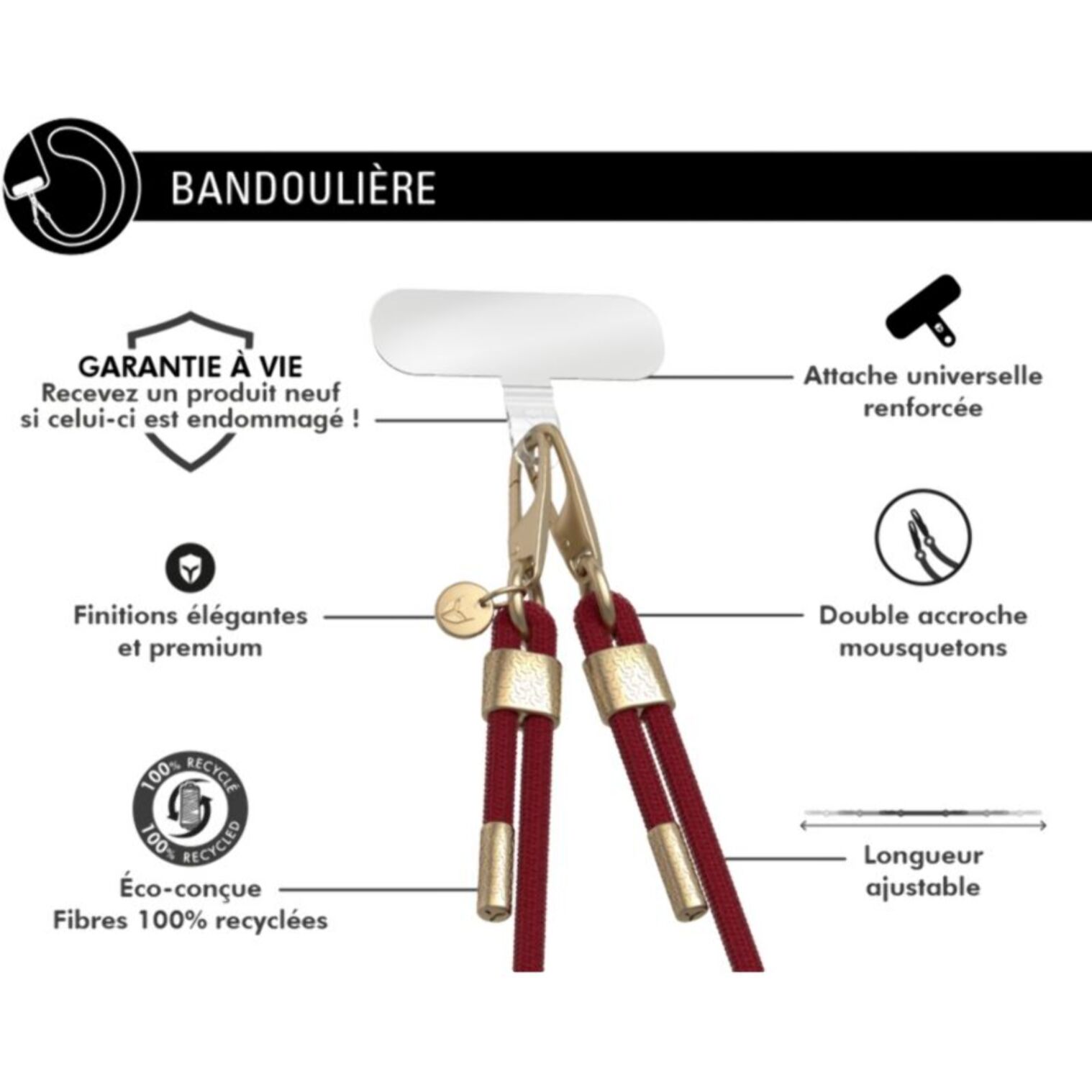 Bandoulière FORCE CASE Cordon Rouge