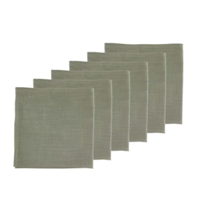 Serviette de table - 6 pièces - Lin et coton vert de gris
