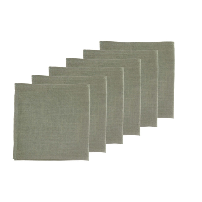Serviette de table - 6 pièces - Lin et coton vert de gris
